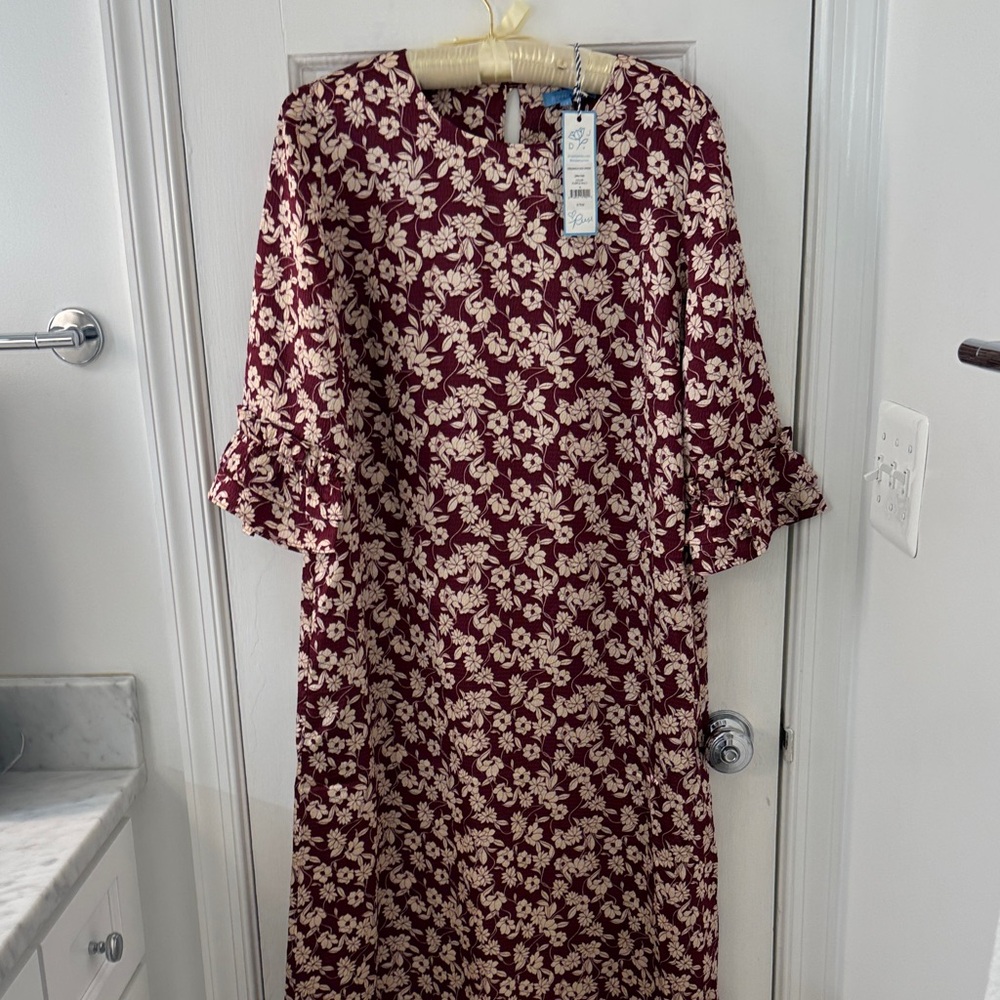 NWT Draper James Floral Burgundy midi Dress